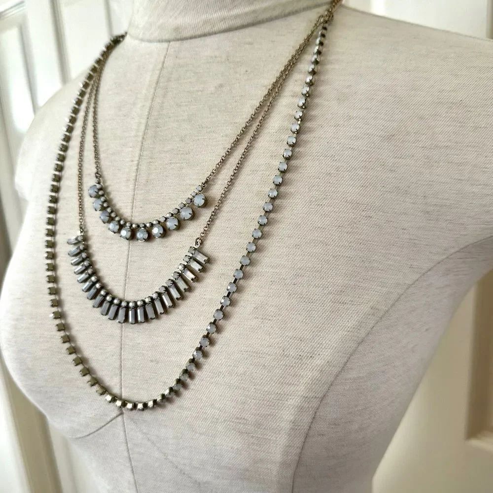 Multi chain blue beaded necklace - Picture 2 of 11